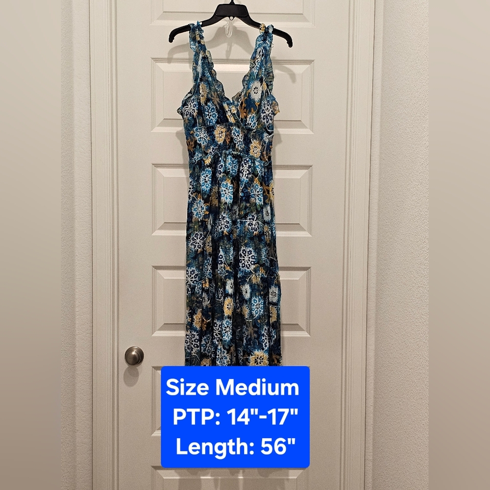 Jackpot Sleeveless Multi-Color Floral Maxi Dress, EUC, Size Medium